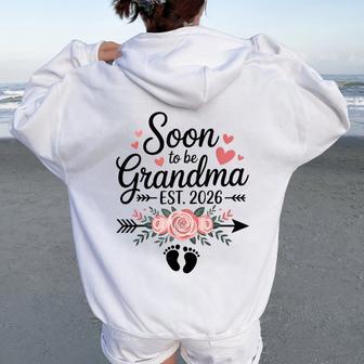 Soon To Be Grandma Est 2026 Promoted To Grandma Grandmother Women Oversized Hoodie Back Print - Thegiftio UK