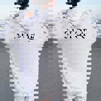 Spqrenatus Populus Que Romanus República Romana Roma Negro Women Oversized Hoodie Back Print - Regaloses