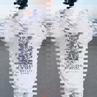 St Michael The Archangel Catholic Christian Saint Women Oversized Hoodie Back Print - Thegiftio