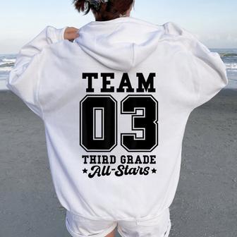 Team 3Rd Grade All-Stars Back To School Sports Jersey Women Oversized Hoodie Back Print | Mazezy
