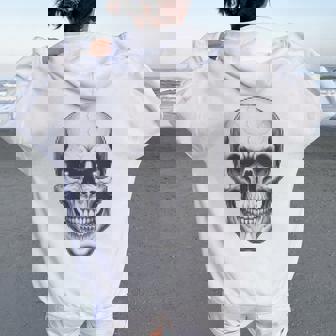 Tête De Mort Gothique Et Punk De Motard Sweat à capuche oversize pour femme avec imprimé dans le dos - Cadeauxyz