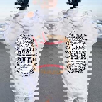 Toddler Baseball Sister Girl Youth Cute Little Biggest Fan Women Oversized Hoodie Back Print | Seseable FR