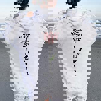 Tulip Flower Nature Garden Simple Minimalist Graphic Women Oversized Hoodie Back Print | Seseable UK