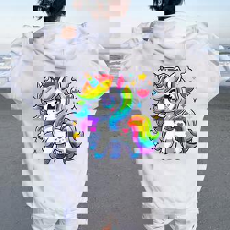 Unicorn For Girls Cute Magical Unicorn Women Oversized Hoodie Back Print - Thegiftio