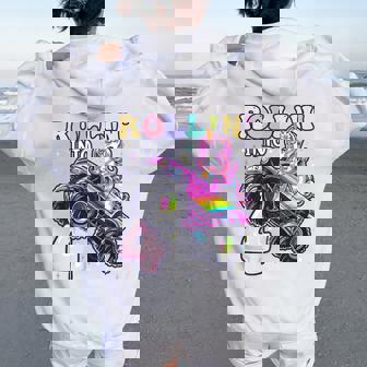 Unicorn Monster Truck 4Th Birthday 4 Year Old Girls Party Women Oversized Hoodie Back Print - Thegiftio