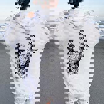 Vintage Jesus Holding Cat Christian Women Oversized Hoodie Back Print | Seseable FR