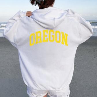 Vintage Oregon Oregon Retro Green Throwback Women Oversized Hoodie Back Print - Thegiftio UK