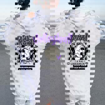 Volleyball Mom Purple Game Day Mama Daughter Family Team Women Oversized Hoodie Back Print - Thegiftio