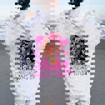 We Wear Pink In October Black Breast Cancer Butterfly Women Oversized Hoodie Back Print | Mazezy