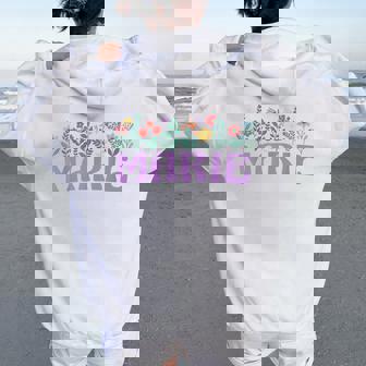 Wildflower Floral Marie Prénom Fête Des Mères Sweat à capuche oversize pour femme avec imprimé dans le dos - Cadeauxyz