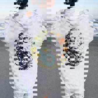 Yin Yang Floral Balance Botanique Énergie Paix Sweat à capuche oversize pour femme avec imprimé dans le dos - Cadeauxyz