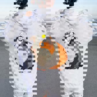 モルモットの花、モルモットの花 レディース オーバーサイズ パーカー バックプリント - Kawaiitshirt