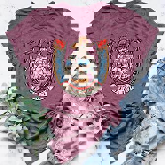 Country Music Western Cowboy Boxer Traditional Tattoo Flash Women's Heather T-Shirt | Mazezy