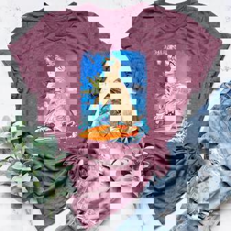 Cute Surfing Hawaiian Cat Lover Surfer Beach Summer Vacation Men Women Girls Kids Women's Heather T-Shirt | Mazezy