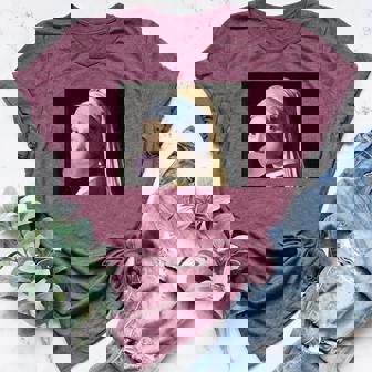 Fine Arts Vermeer Girl With Bubble Gum For An Art Hoe Women's Heather T-Shirt | Mazezy