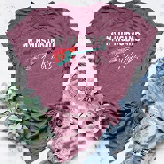 My Husband Rocks Couple Electronic Rock Guitar Women's Heather T-Shirt | Mazezy