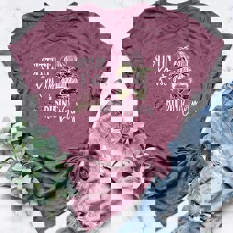 Messy Bun Sittin Pretty & Ridin-Dirty Country Southern Women's Heather T-Shirt | Mazezy