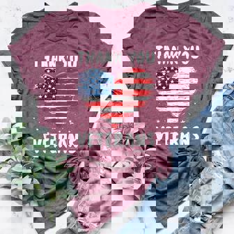 Thank You Veterans Day Patriotic American Flag For Girls Women's Heather T-Shirt | Mazezy