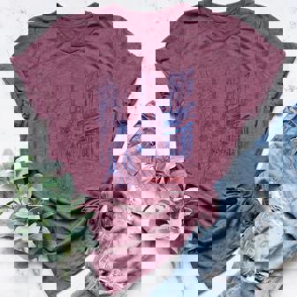 Cute French Girl Shopping Eiffel Tower Love In Paris Art Women's Heather T-Shirt | Mazezy