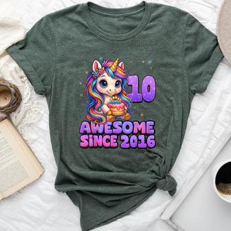 10 Year Old Awesome Since 2016 Unicorn 10Th Birthday Girl Bella Canvas T-shirt - Thegiftio UK