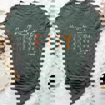 50Th Birthday Hello Fifty Hello 50 Est 1975 Women Bella Canvas T-shirt | Mazezy