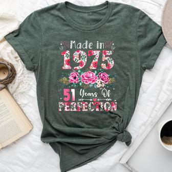 51 Year Old Made In 1975 Floral 51Th Birthday Women Bella Canvas T-shirt - Thegiftio UK