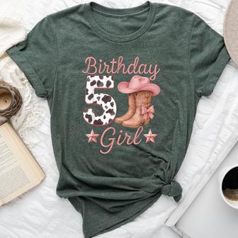 5Th Birthday Girl Cowgirl Boots Western Birthday Girl Rodeo Bella Canvas T-shirt - Thegiftio