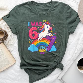 I Was 6 Now I'm 6 7 Unicorn 7Th Birthday Girl 6 7 Bella Canvas T-shirt - Thegiftio UK