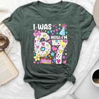 7Th Birthday Girl Six Seven I Was 6 Now I'm 7 Year Old Bella Canvas T-shirt - Thegiftio UK
