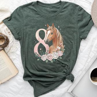 8Th Birthday Horse Girl 8 Years Old Girl Horses Bella Canvas T-shirt - Thegiftio UK