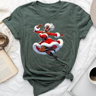 African Santa Wife Dancing African American Christmas Bella Canvas T-shirt | Mazezy