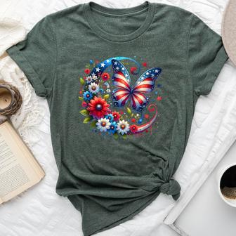 American Flag Red White Blue Butterfly Bella Canvas T-shirt - Thegiftio UK