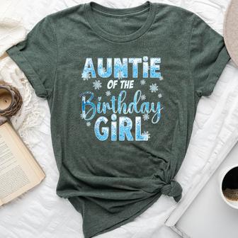 Auntie Of The Birthday Girl Snowflakes Themed Matching Bella Canvas T-shirt - Thegiftio UK