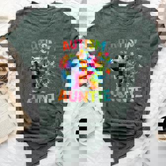 Autism Auntie Colorful Rainbow Auntie Bear Autism Awareness Bella Canvas T-shirt - Thegiftio