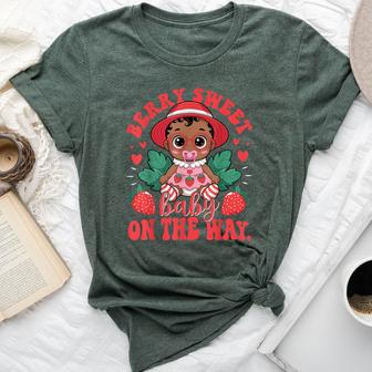 Berry Sweet Baby On The Way Baby Shower Black Girl Bella Canvas T-shirt - Thegiftio UK