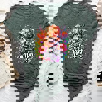 Best Mom Ever Highland Cow Floral Mother's Day Bella Canvas T-shirt | Mazezy