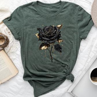 Black Rose Flower Botanist Garden Flower Rose Bella Canvas T-shirt - Thegiftio UK