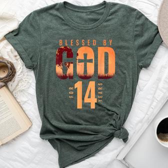 Blessed By God For 14 Years 14Th Birthday Religious Theme Bella Canvas T-shirt - Thegiftio UK