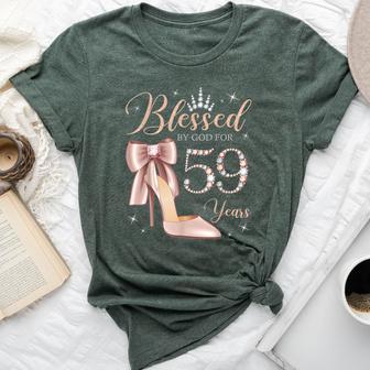Blessed By God For 59 Years Old 59Th Birthday Party Queen Bella Canvas T-shirt - Thegiftio UK