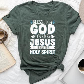 Blessed By God Loved By Jesus Led By The Holy Spirit Bella Canvas T-shirt - Thegiftio UK