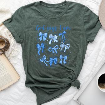 Blue Bow God Say I Am Christian Girl Bible Verse Jesus Bella Canvas T-shirt - Thegiftio UK