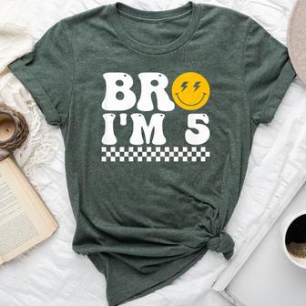 Bro I’M 5 Groovy 5Th Birthday 5 Year Old Birthday Bella Canvas T-shirt - Thegiftio UK