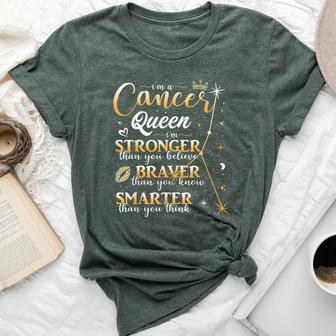 Cancer Zodiac Sign June July Birthday Girls Queen Bella Canvas T-shirt - Thegiftio UK