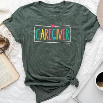 Caregiver Retro Care Giver Appreciation Heart For Men Bella Canvas T-shirt | Mazezy
