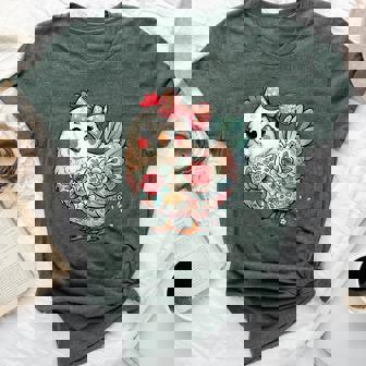 Chicken Lover Girls Floral Flower Bow Cute Hen Chicken Bella Canvas T-shirt - Thegiftio