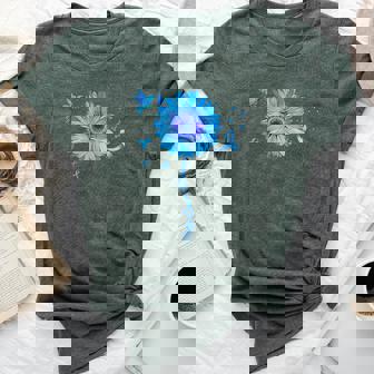 Colon Cancer Awareness Colorectal Blue Ribbon Sunflower Bella Canvas T-shirt - Thegiftio