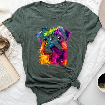 Colorful Brussels Griffon Face Dog Lover Black Bella Canvas T-shirt - Thegiftio UK