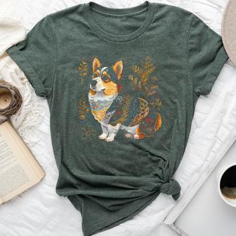 Corgi Dog Vintage Flowers Corgi Mom Bella Canvas T-shirt - Thegiftio UK