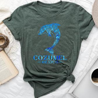 Cozumel Mexico Dolphin Retro Throwback Boys Girls Souvenir Bella Canvas T-shirt - Thegiftio UK