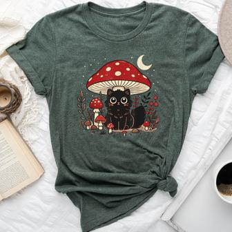 Cute Cottagcore Cat Mushroom Hat Vintage Grunge Aesthetic Bella Canvas T-shirt - Thegiftio UK